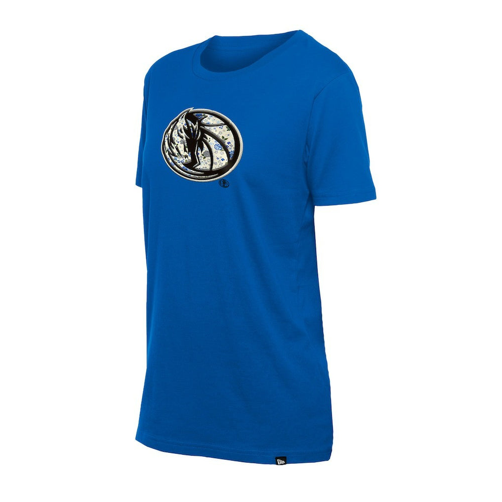 Dallas Mavericks Women's Glam Game Flower T-Shirt Blue - New Era