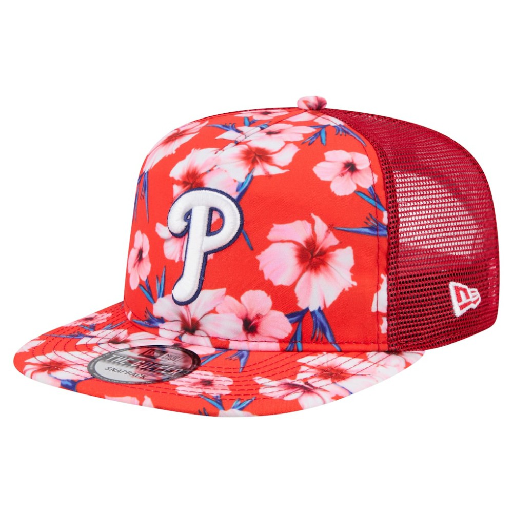 Philadelphia Phillies New Era Adventure Pattern Golfer Trucker Snapback Hat - Red Hats