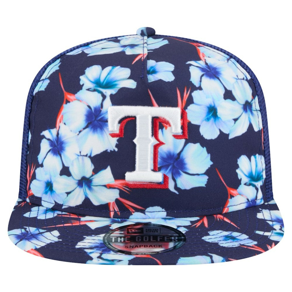 Texas Rangers New Era Adventure Pattern Golfer Trucker Snapback Hat - Royal Hats