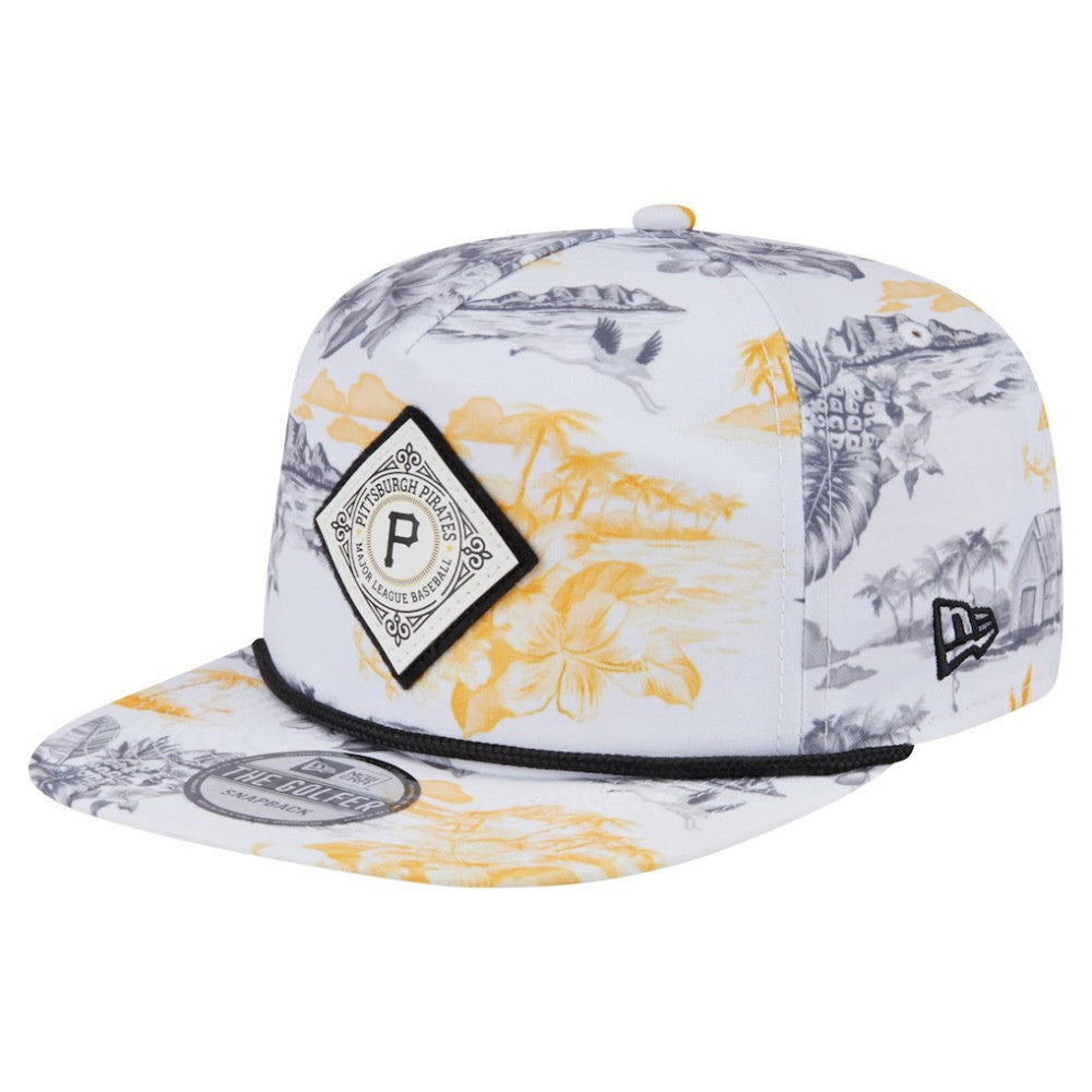 Pittsburgh Pirates New Era Printed Island Golfer Snapback Hat - White Hats