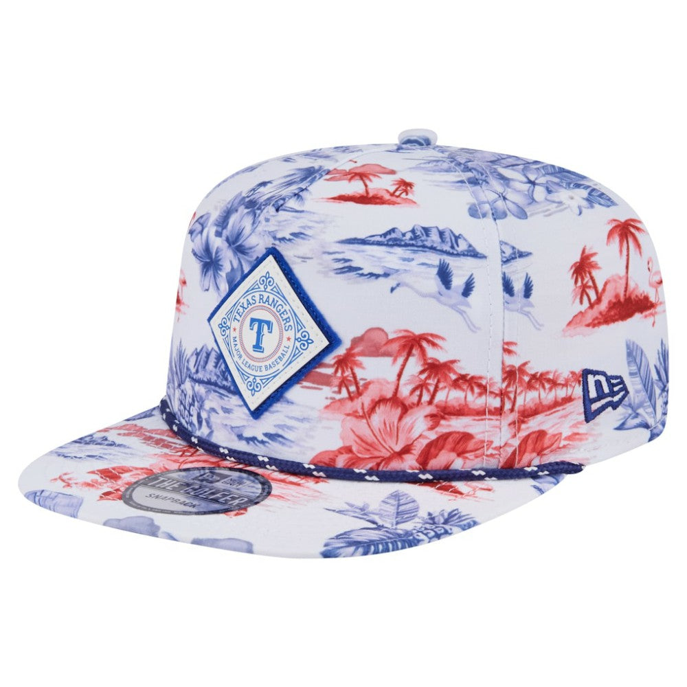 Texas Rangers New Era Printed Island Golfer Snapback Hat - White Hats
