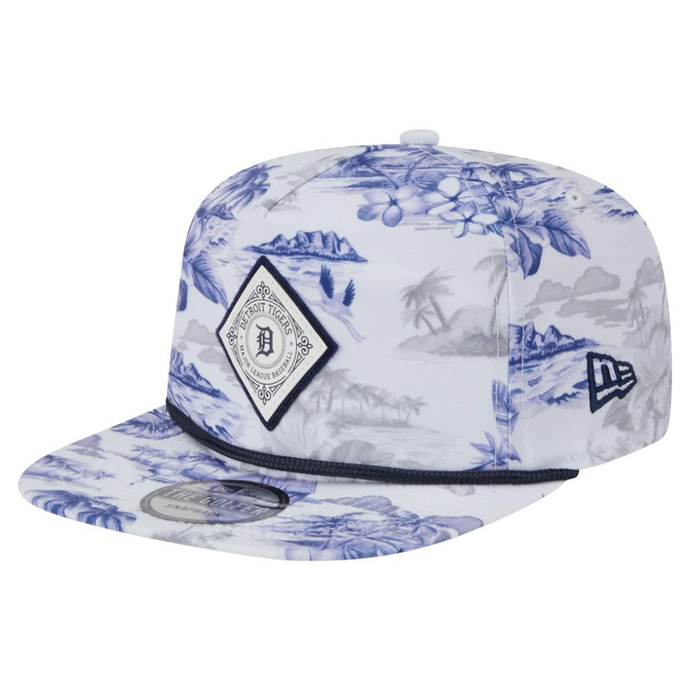 Detroit Tigers New Era Printed Island Golfer Snapback Hat - White Hats
