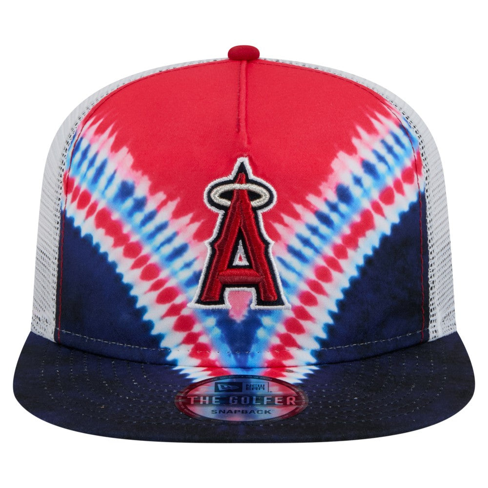 Los Angeles Angels New Era Tie-Dye Golfer Trucker Adjustable Hat Hats