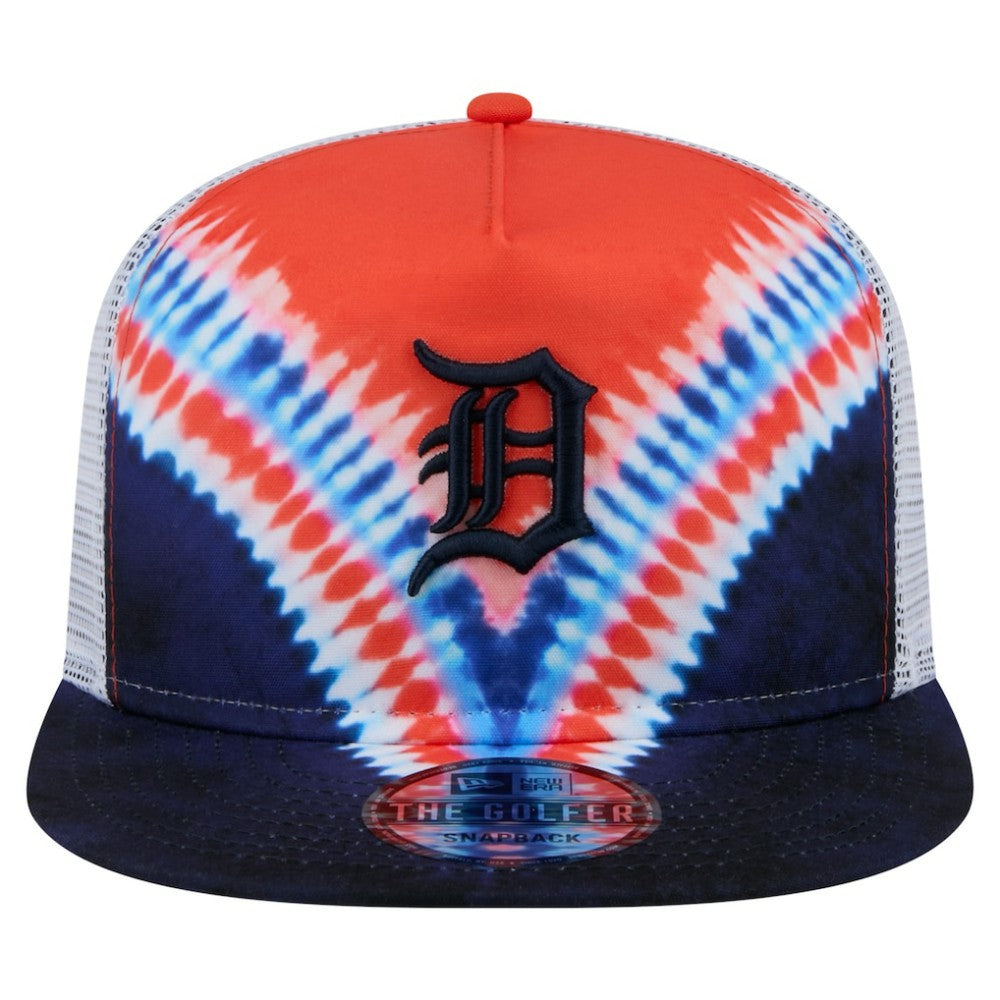 Detroit Tigers New Era Tie-Dye Golfer Trucker Adjustable Hat Hats