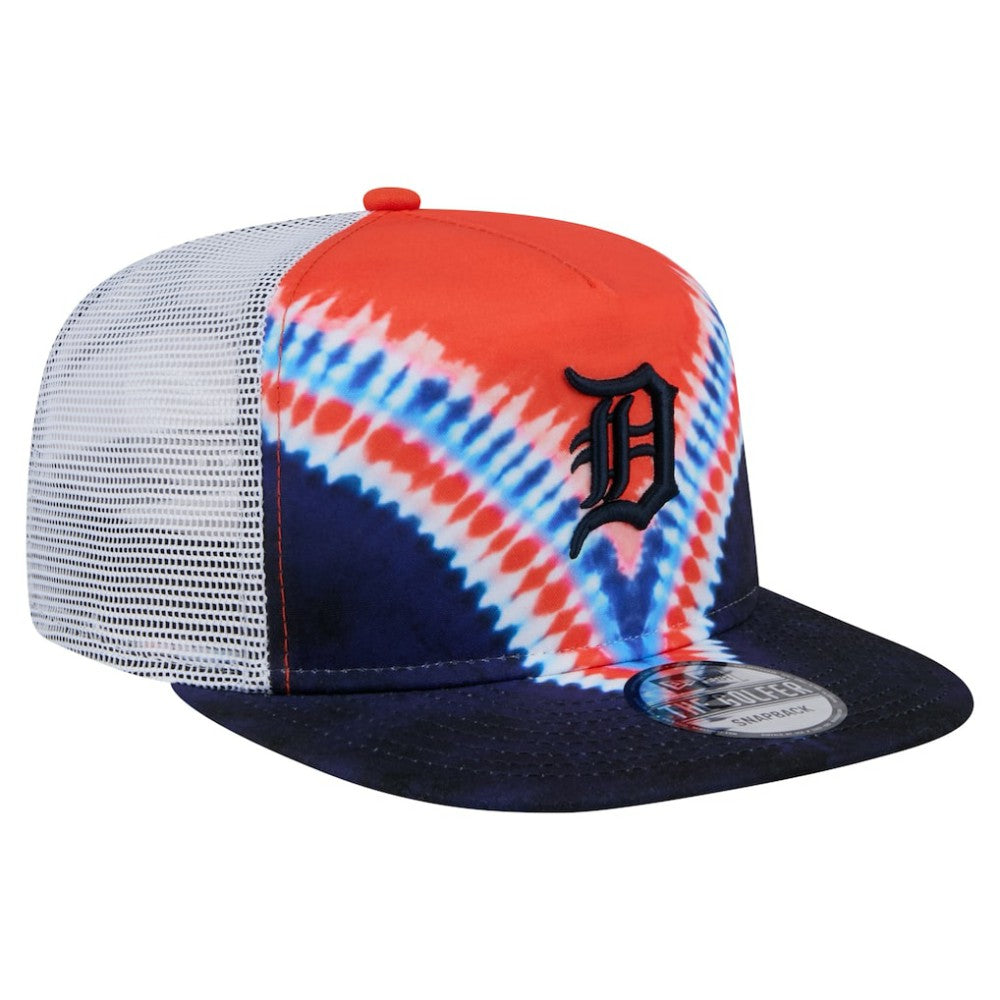 Detroit Tigers New Era Tie-Dye Golfer Trucker Adjustable Hat Hats
