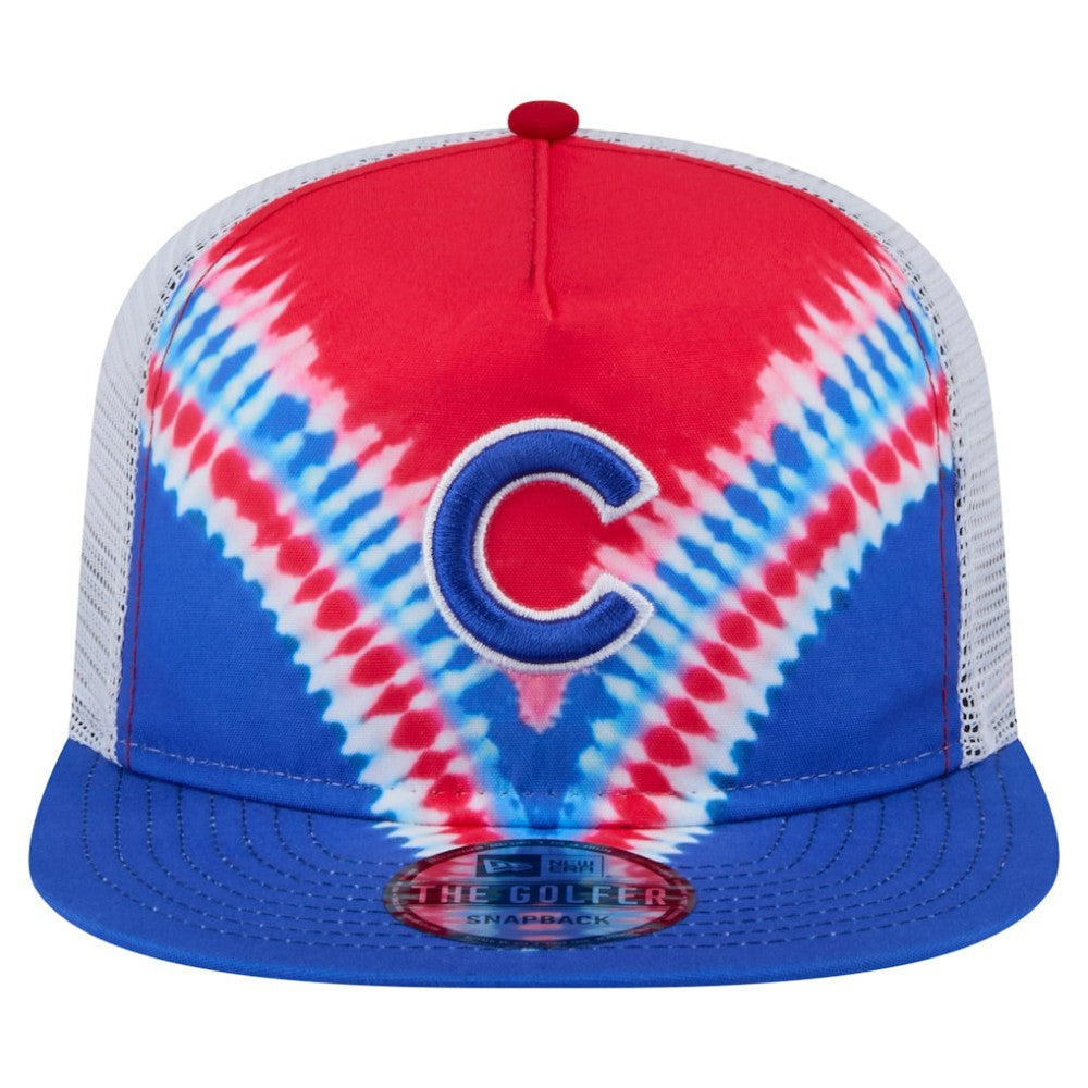 Chicago Cubs New Era Tie-Dye Golfer Trucker Adjustable Hat Hats