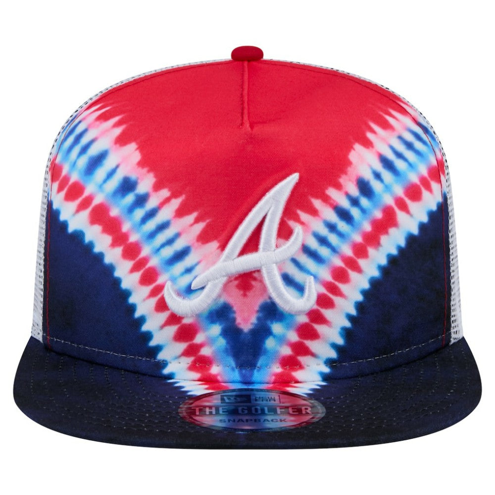 Atlanta Braves New Era Tie-Dye Golfer Trucker Adjustable Hat Hats