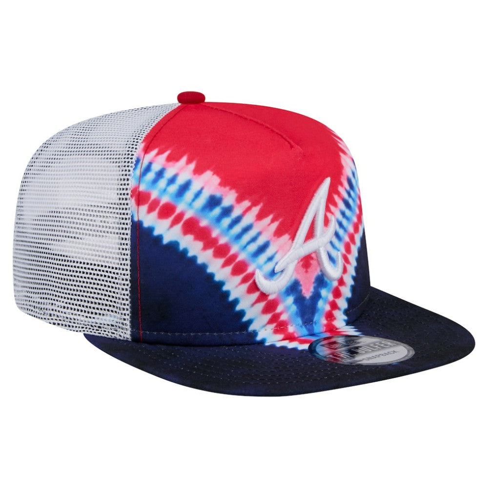 Atlanta Braves New Era Tie-Dye Golfer Trucker Adjustable Hat Hats
