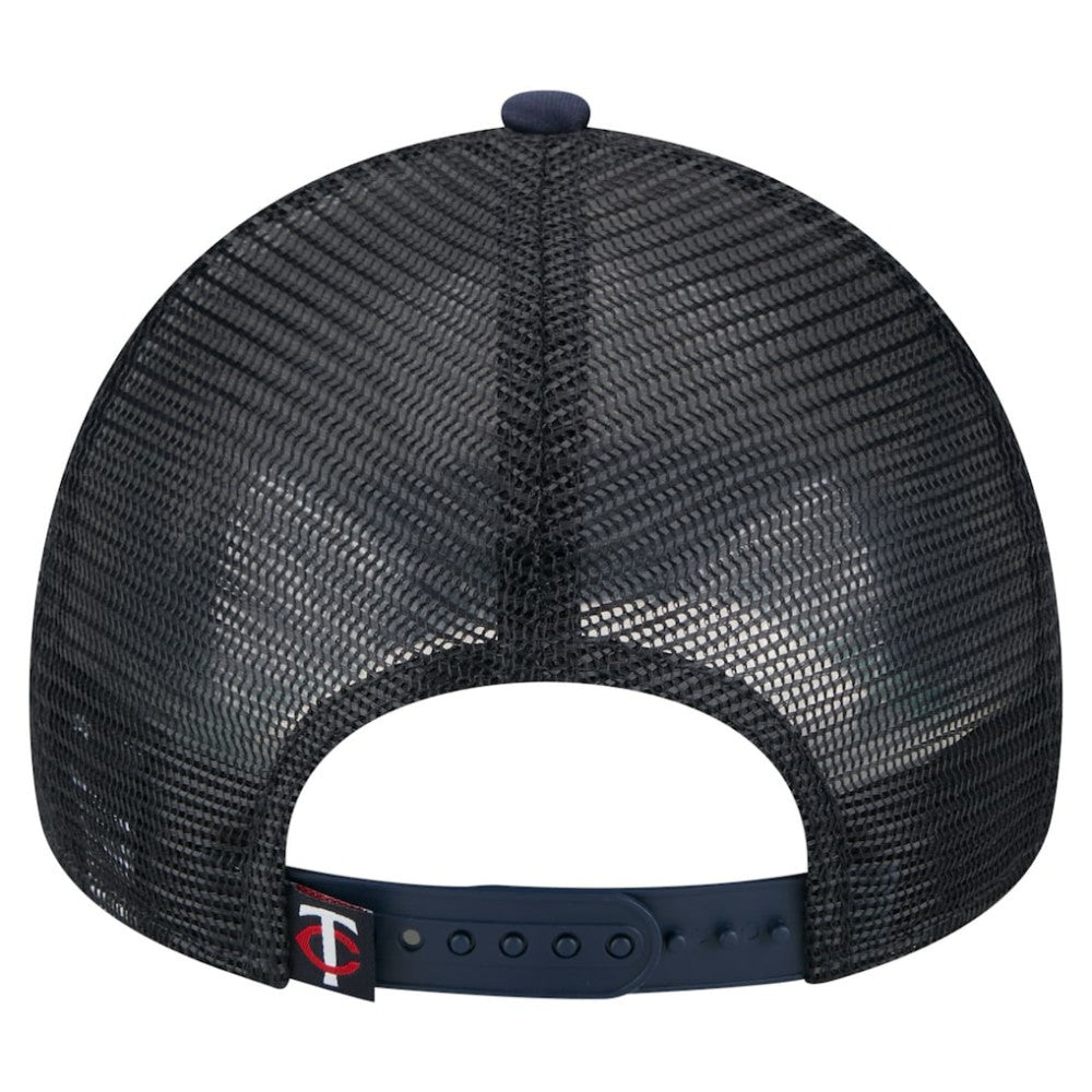 Minnesota Twins New Era Distressed 9FORTY A-Frame Adjustable Trucker Hat - White/Navy Hats
