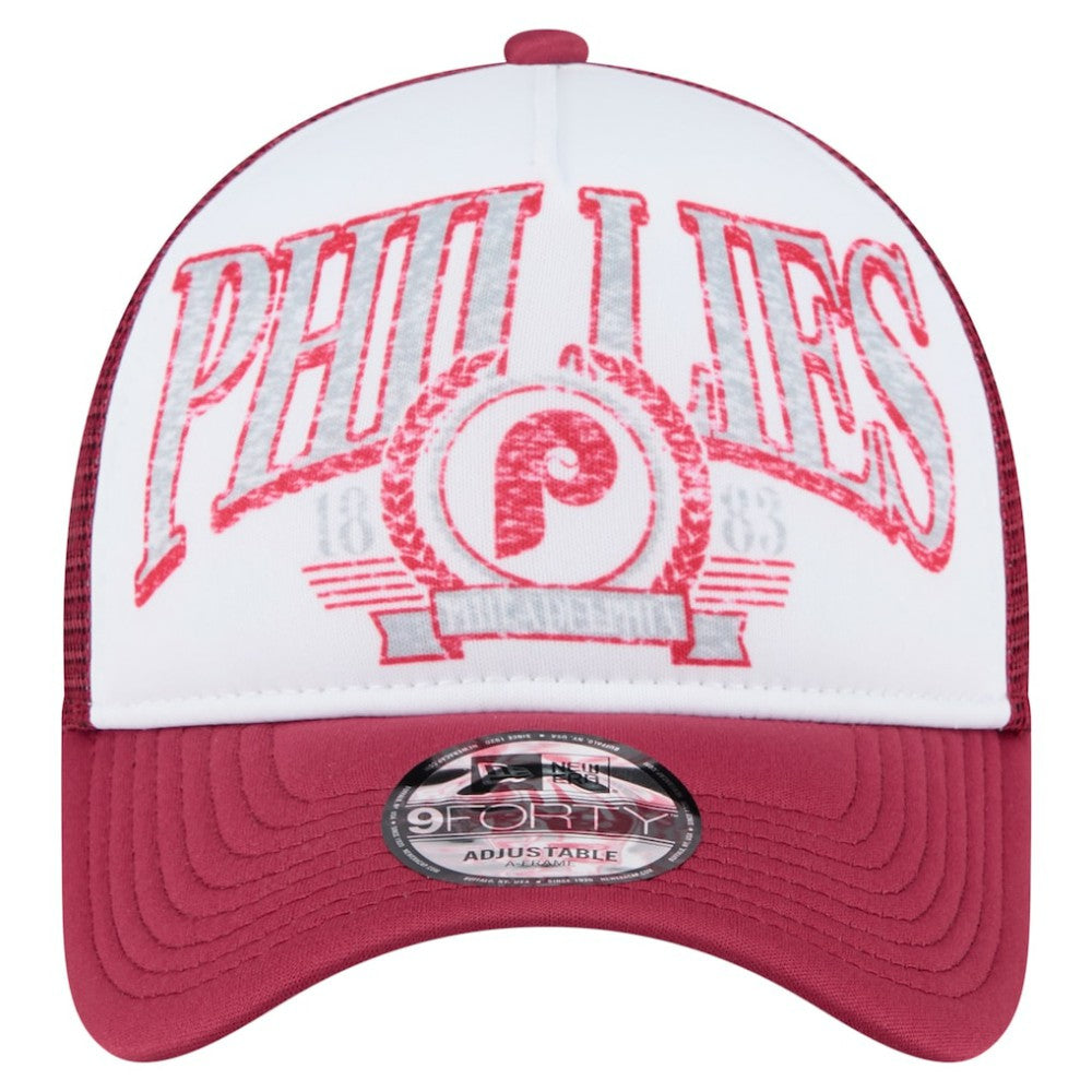 Philadelphia Phillies New Era Distressed 9FORTY A-Frame Adjustable Trucker Hat - Red Hats