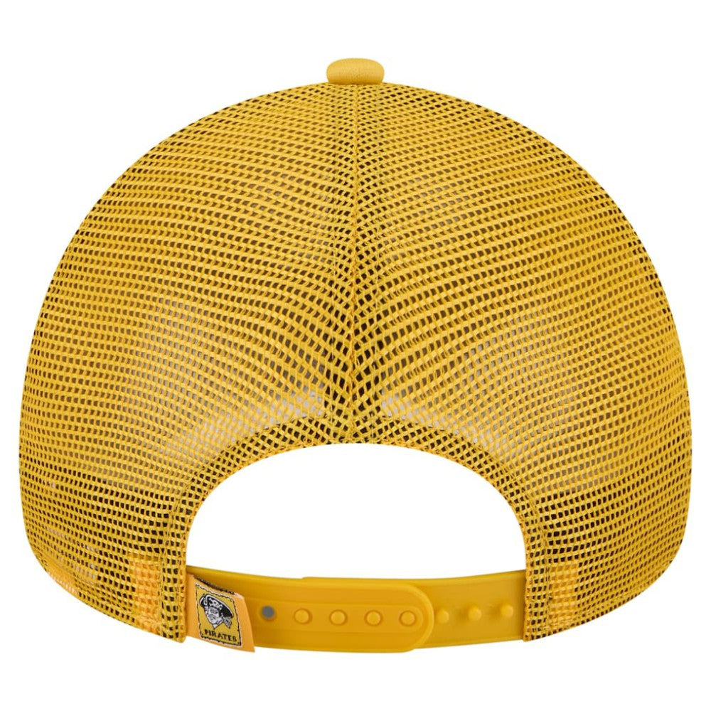 Pittsburgh Pirates New Era Distressed 9FORTY A-Frame Adjustable Trucker Hat - White/Gold Hats