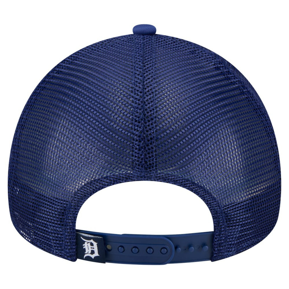 Detroit Tigers New Era Distressed 9FORTY A-Frame Adjustable Trucker Hat - White/Navy Hats