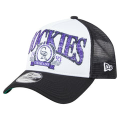 Colorado Rockies New Era Distressed 9FORTY A-Frame Adjustable Trucker Hat - Black Hats