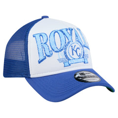 Kansas City Royals New Era Distressed 9FORTY A-Frame Adjustable Trucker Hat - Royal Hats