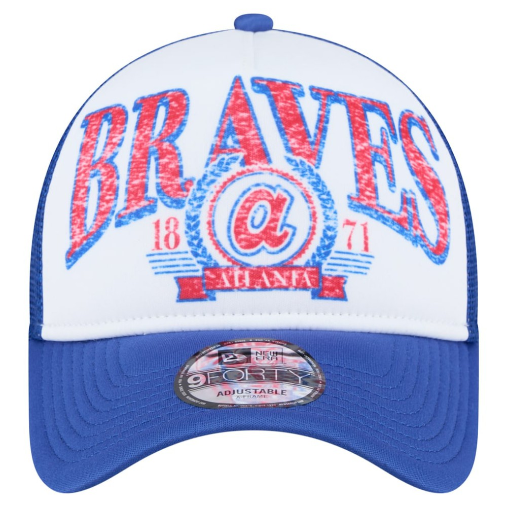 Atlanta Braves New Era Trucker A-Frame 9FORTY Adjustable Hat - White/Royal Hats