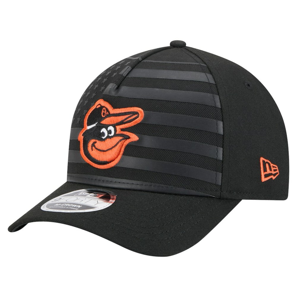 Baltimore Orioles New Era American Flag 9FORTY M-Crown A-Frame Adjustable Hat - Black Hats