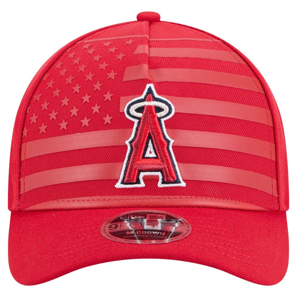 Los Angeles Angels New Era American Flag 9FORTY M-Crown A-Frame Adjustable Hat - Red Hats