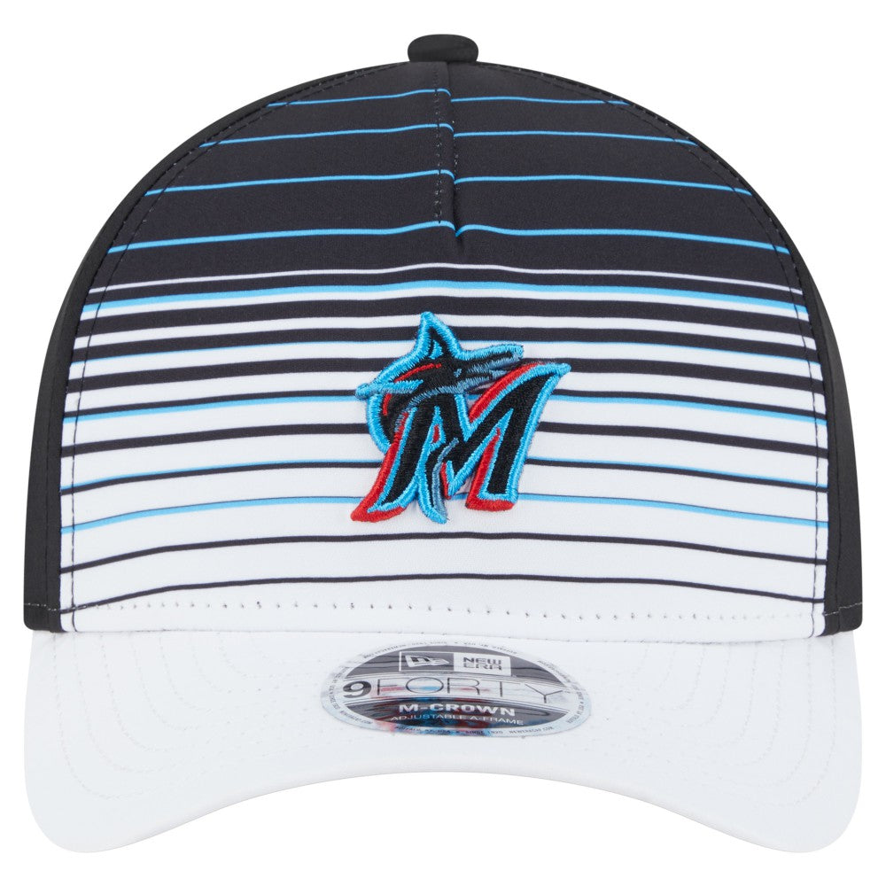 Miami Marlins New Era Gradient 9FORTY M-Crown Adjustable Hat - Black Hats