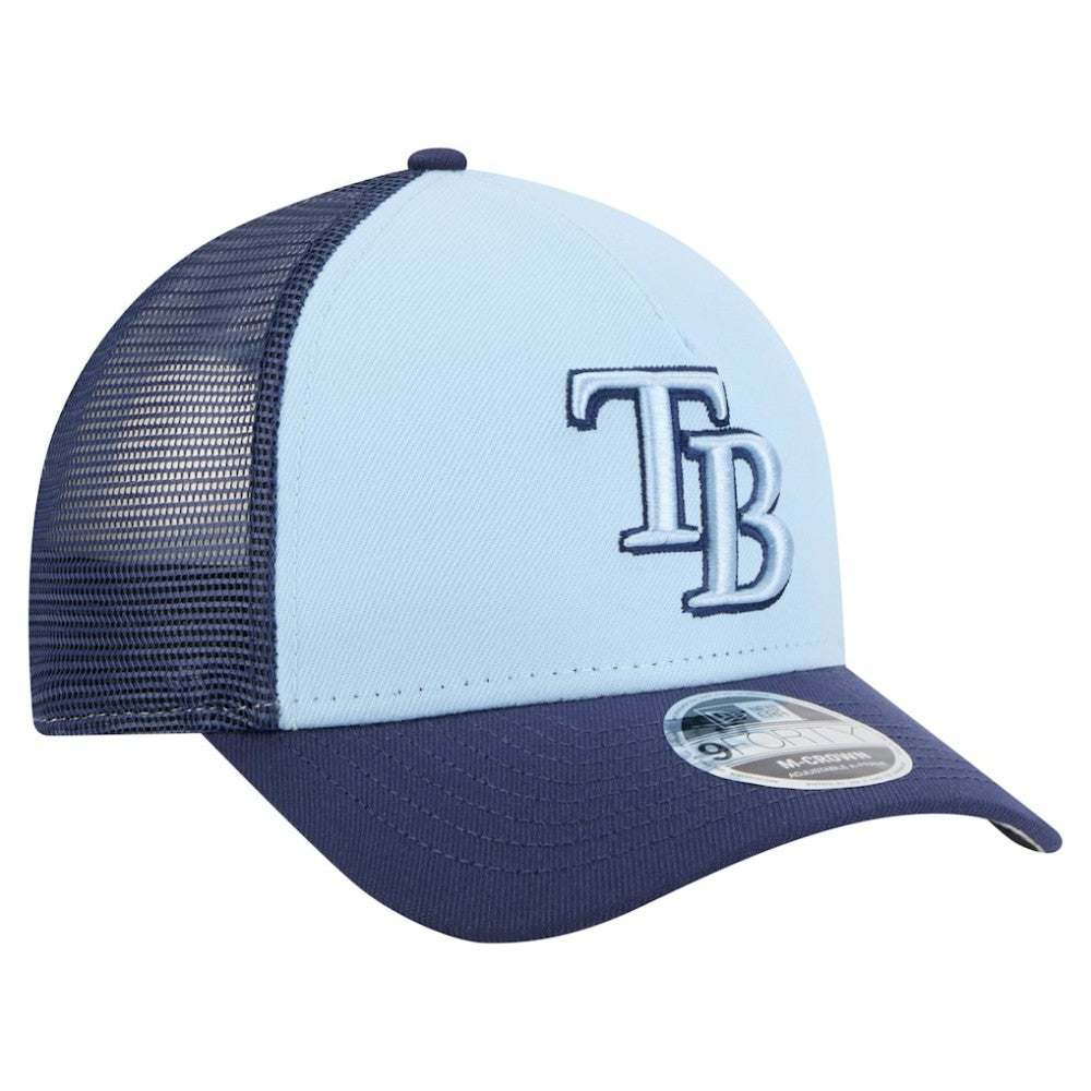 Tampa Bay Rays New Era 2-Tone Color Pack 9FORTY M-Crown A-Frame Adjustable Hat - Light Blue/Navy Hats