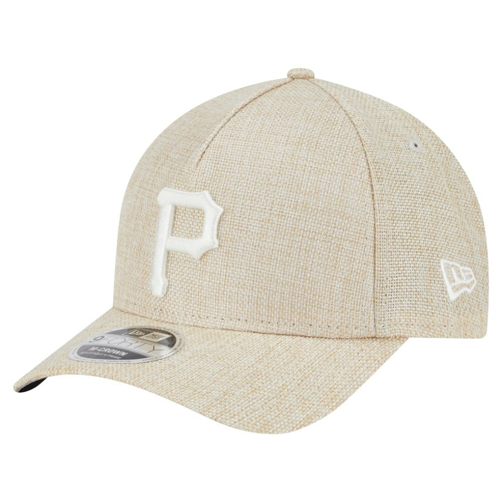 Pittsburgh Pirates New Era Cotton Weave M-Crown A-Frame 9FORTY Adjustable Hat - Beige Hats