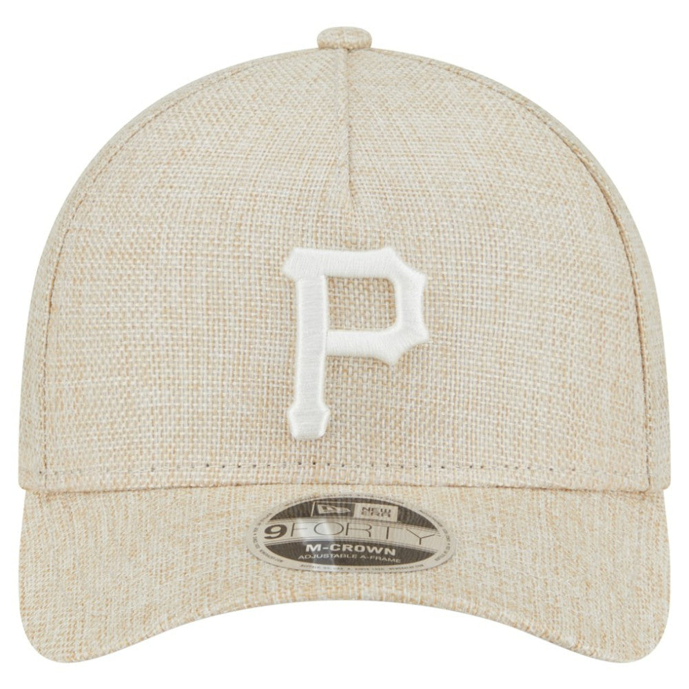 Pittsburgh Pirates New Era Cotton Weave M-Crown A-Frame 9FORTY Adjustable Hat - Beige Hats