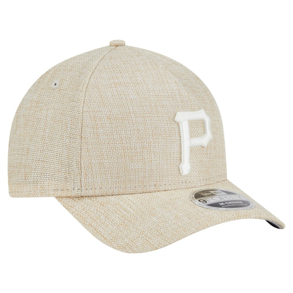 Pittsburgh Pirates New Era Cotton Weave M-Crown A-Frame 9FORTY Adjustable Hat - Beige Hats