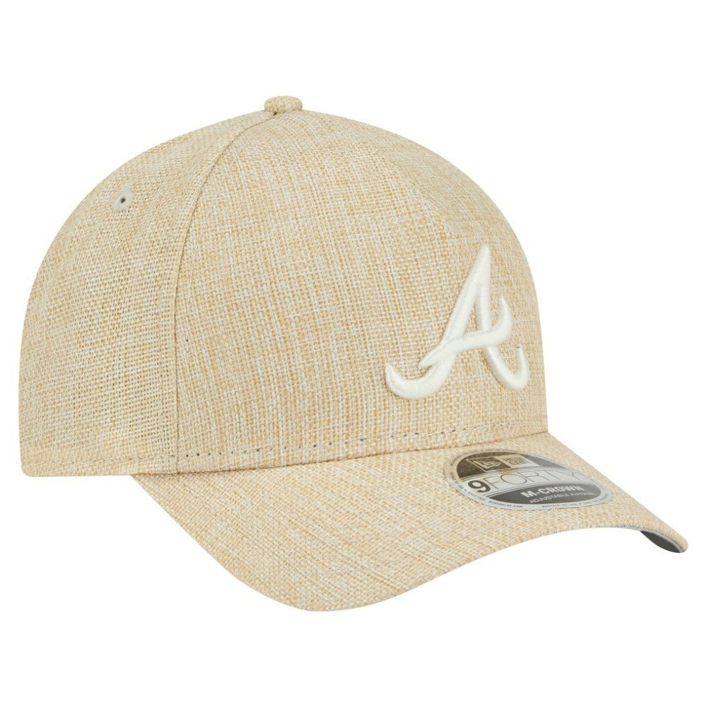 Atlanta Braves New Era Cotton Weave M-Crown A-Frame 9FORTY Adjustable Hat - Beige Hats