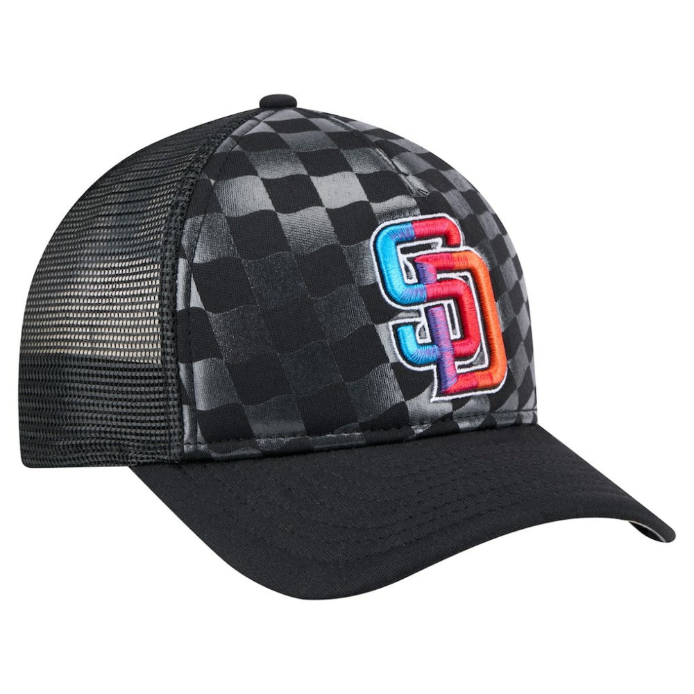 San Diego Padres New Era Gradient 9FORTY A-Frame M-Crown Trucker Adjustable Hat - Black Hats