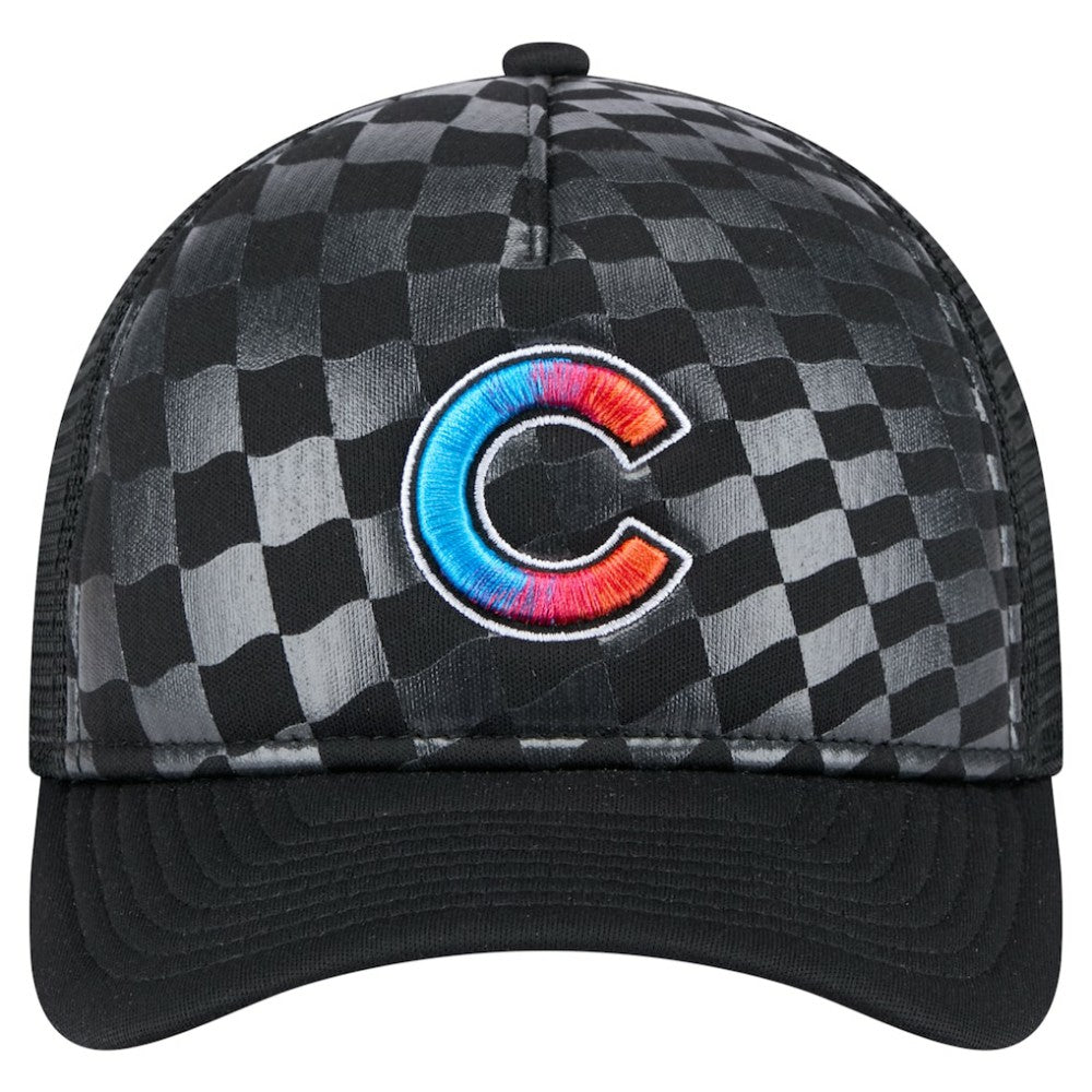 Chicago Cubs New Era Gradient 9FORTY A-Frame M-Crown Trucker Adjustable Hat - Black Hats