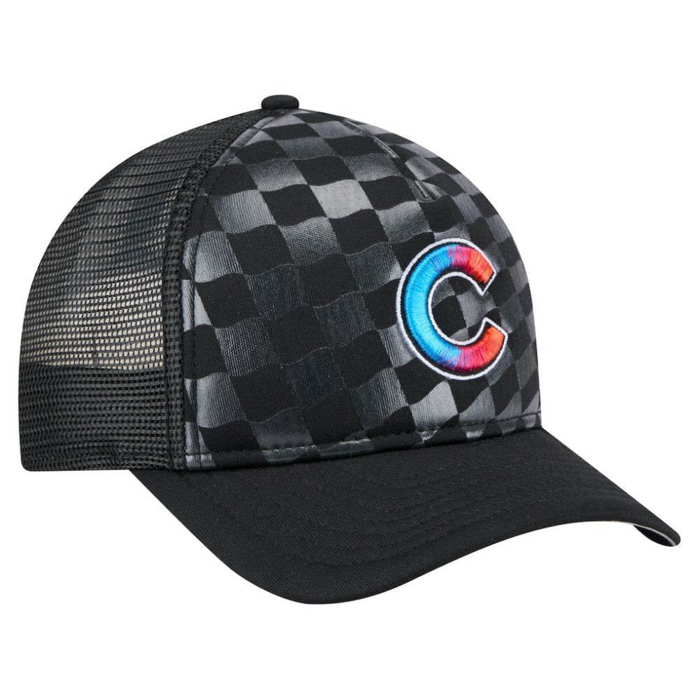 Chicago Cubs New Era Gradient 9FORTY A-Frame M-Crown Trucker Adjustable Hat - Black Hats