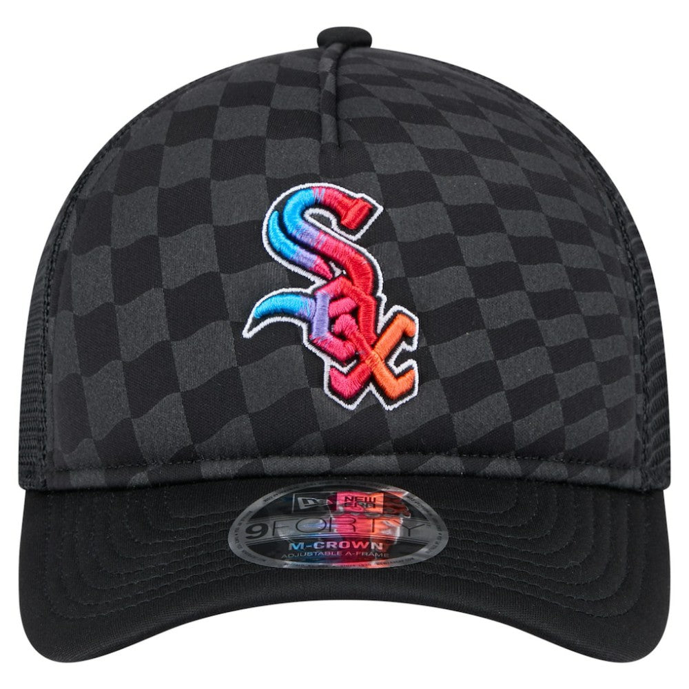 Chicago White Sox New Era Gradient 9FORTY A-Frame M-Crown Trucker Adjustable Hat - Black Hats