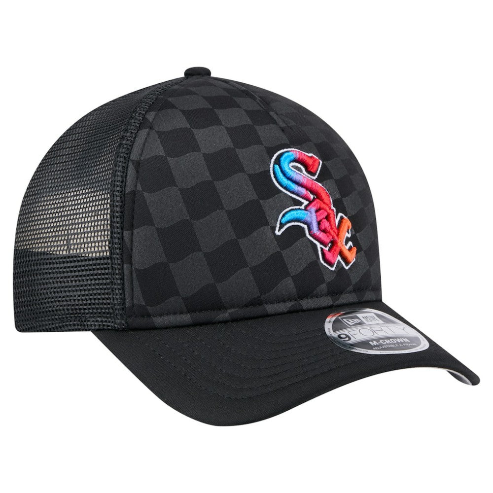 Chicago White Sox New Era Gradient 9FORTY A-Frame M-Crown Trucker Adjustable Hat - Black Hats
