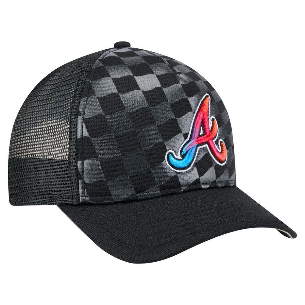 Atlanta Braves New Era Gradient 9FORTY A-Frame M-Crown Trucker Adjustable Hat - Black Hats