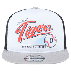 Detroit Tigers New Era Retro Script Trucker 9FIFTY Snapback Hat - White/Gray Hats