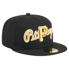 Pittsburgh Pirates New Era Overlap 59FIFTY Fitted Hat - Black Hats
