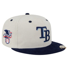 Tampa Bay Rays New Era Two-Tone Corduroy 59FIFTY Fitted Hat - Cream/Navy Hats