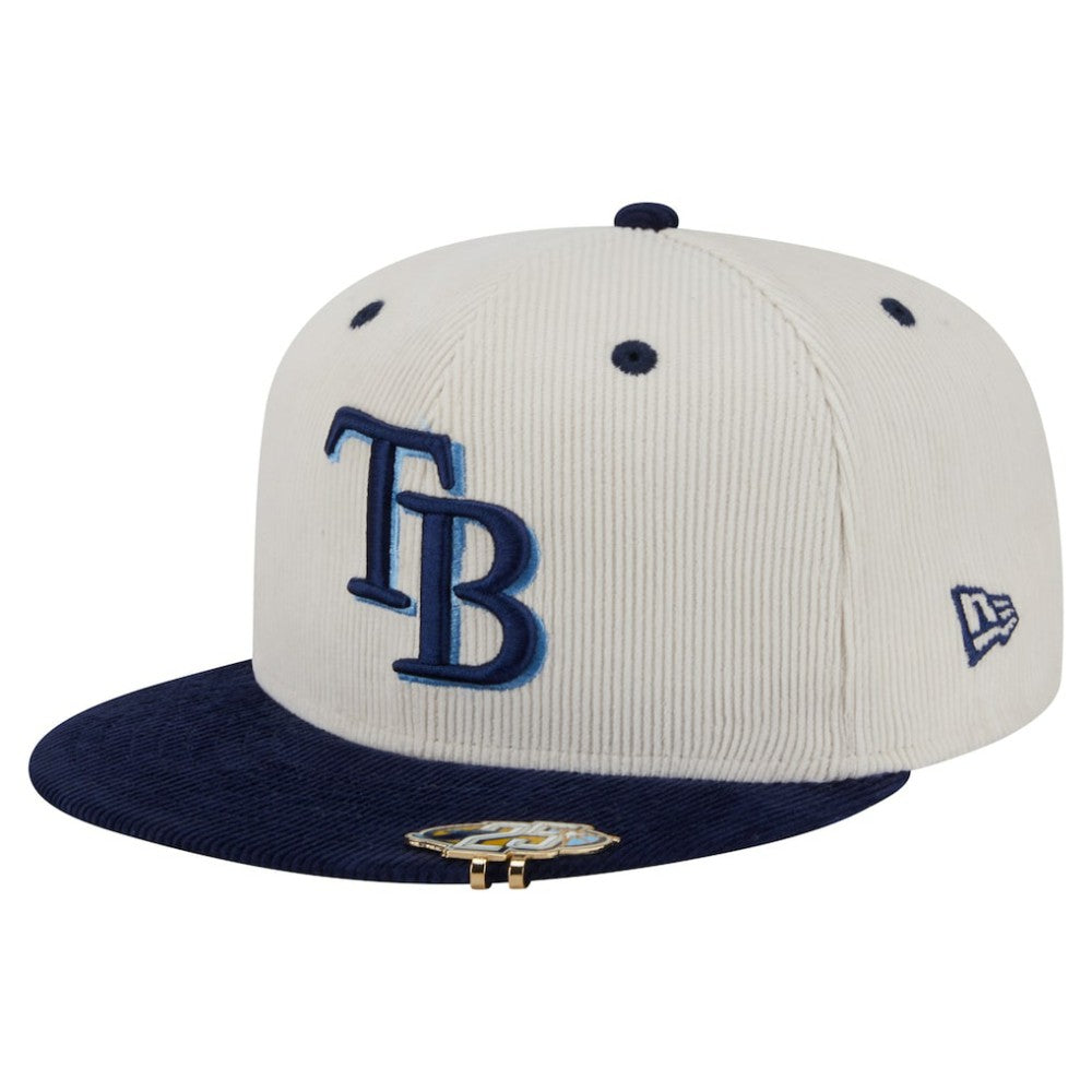Tampa Bay Rays New Era Two-Tone Corduroy 59FIFTY Fitted Hat - Cream/Navy Hats
