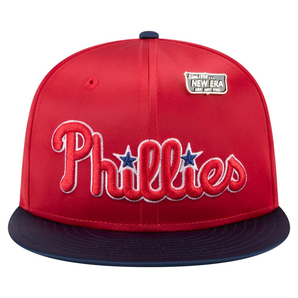 Philadelphia Phillies New Era Satin 59FIFTY Fitted Hat - Red/Navy Hats