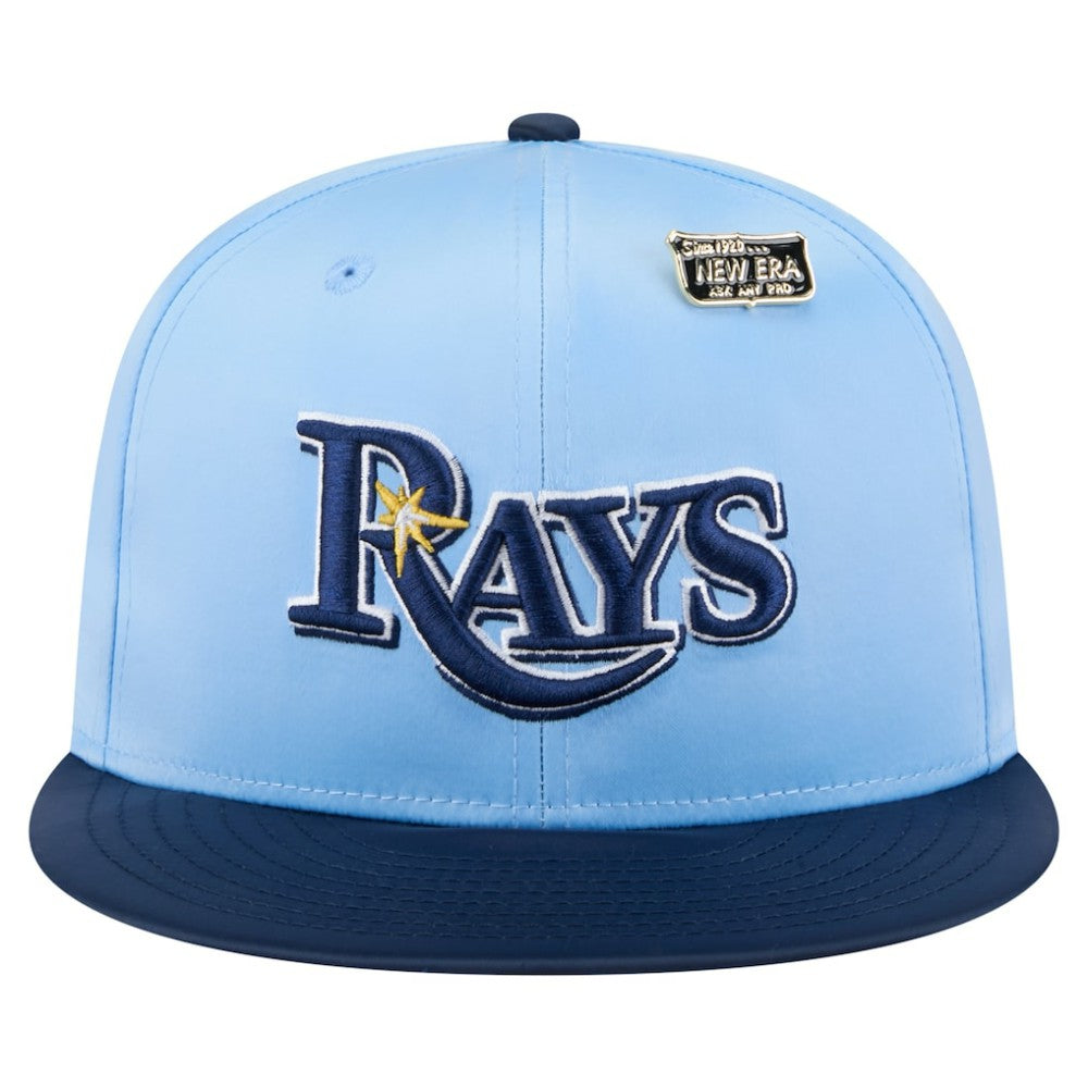 Tampa Bay Rays New Era Satin 59FIFTY Fitted Hat - Light Blue/Navy Hats