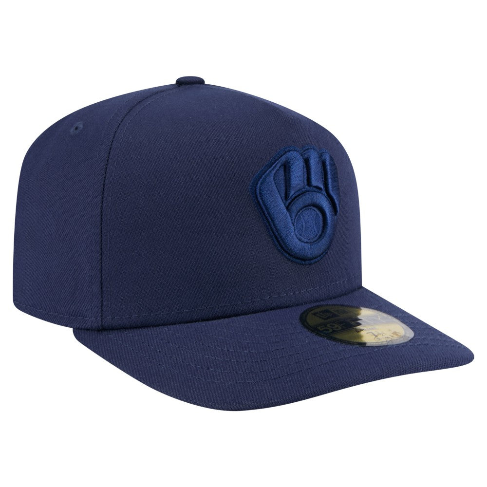 Milwaukee Brewers New Era Color Pack A-Frame 59FIFTY Fitted Hat - Navy Hats