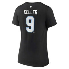 Clayton Keller Utah Mammoth Fanatics Women's Authentic Stack Name & Number V-Neck T-Shirt - Black | US 201926612