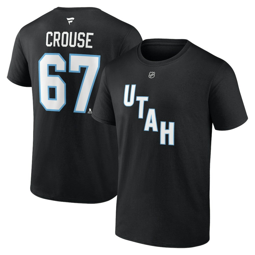 Lawson Crouse Utah Mammoth Fanatics Authentic Stack Name & Number T-Shirt - Black | US 201926617