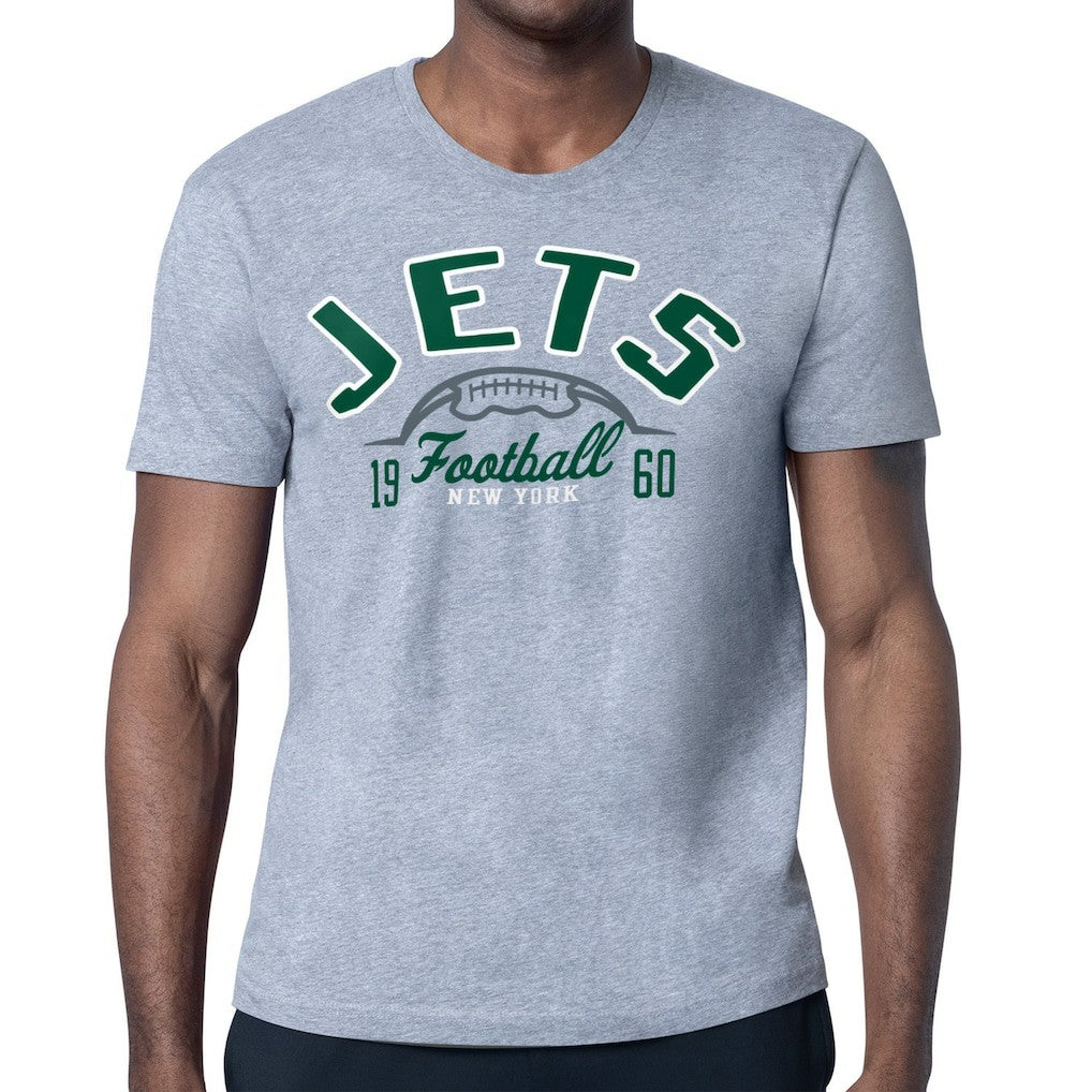 New York Jets Starter Half Ball Logo T-Shirt - Heather Gray T-shirts