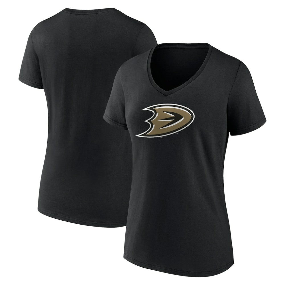 Anaheim Ducks Women's Secondary Logo V-Neck T-Shirt – Black | US 201927017