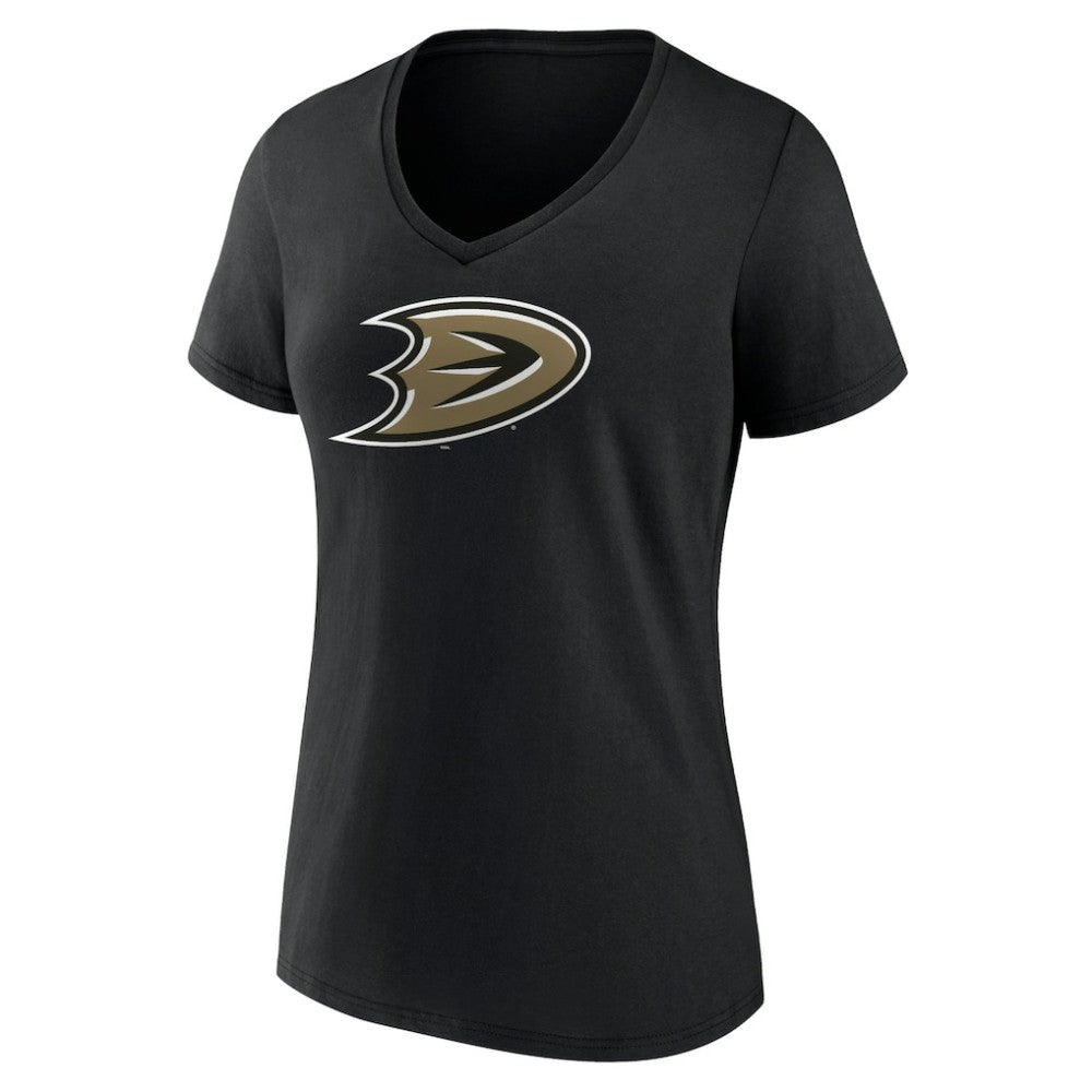 Anaheim Ducks Women's Secondary Logo V-Neck T-Shirt – Black | US 201927017