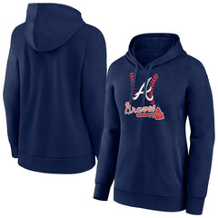 Atlanta Braves Women's Fastball Pullover Hoodie - Navy Hoodies