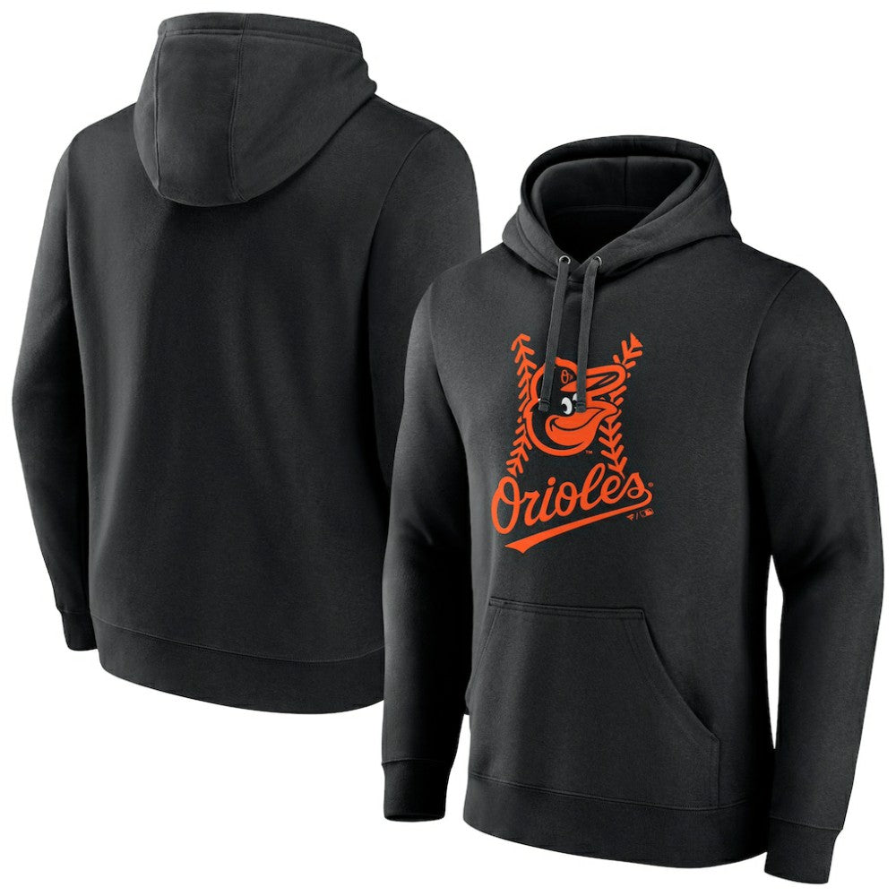 Baltimore Orioles Fastball Pullover Hoodie - Black Hoodies