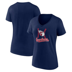 Cleveland Guardians Women's Fastball V-Neck T-Shirt - Navy T-shirts