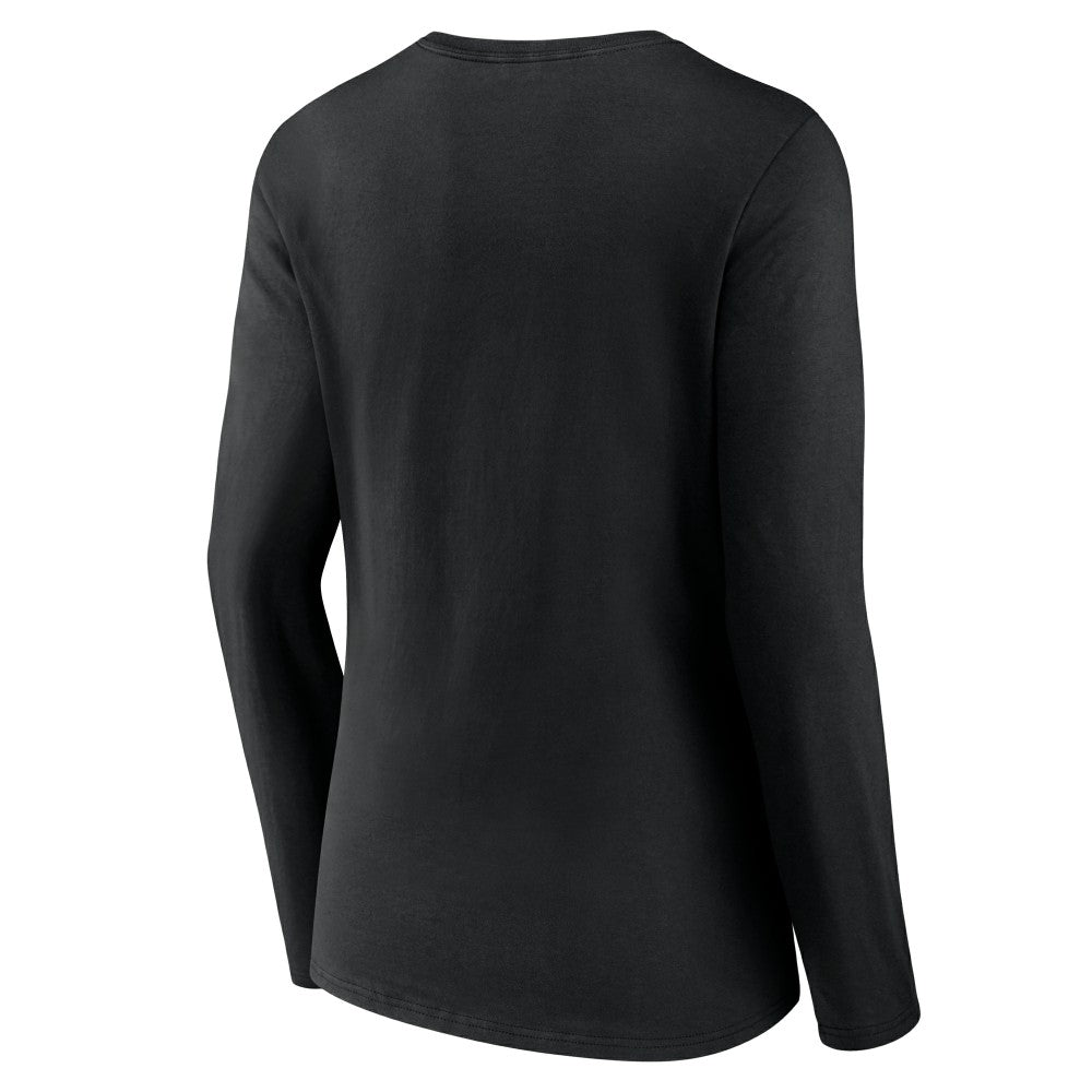Cincinnati Reds Women's Fastball Long Sleeve V-Neck T-Shirt - Black T-shirts
