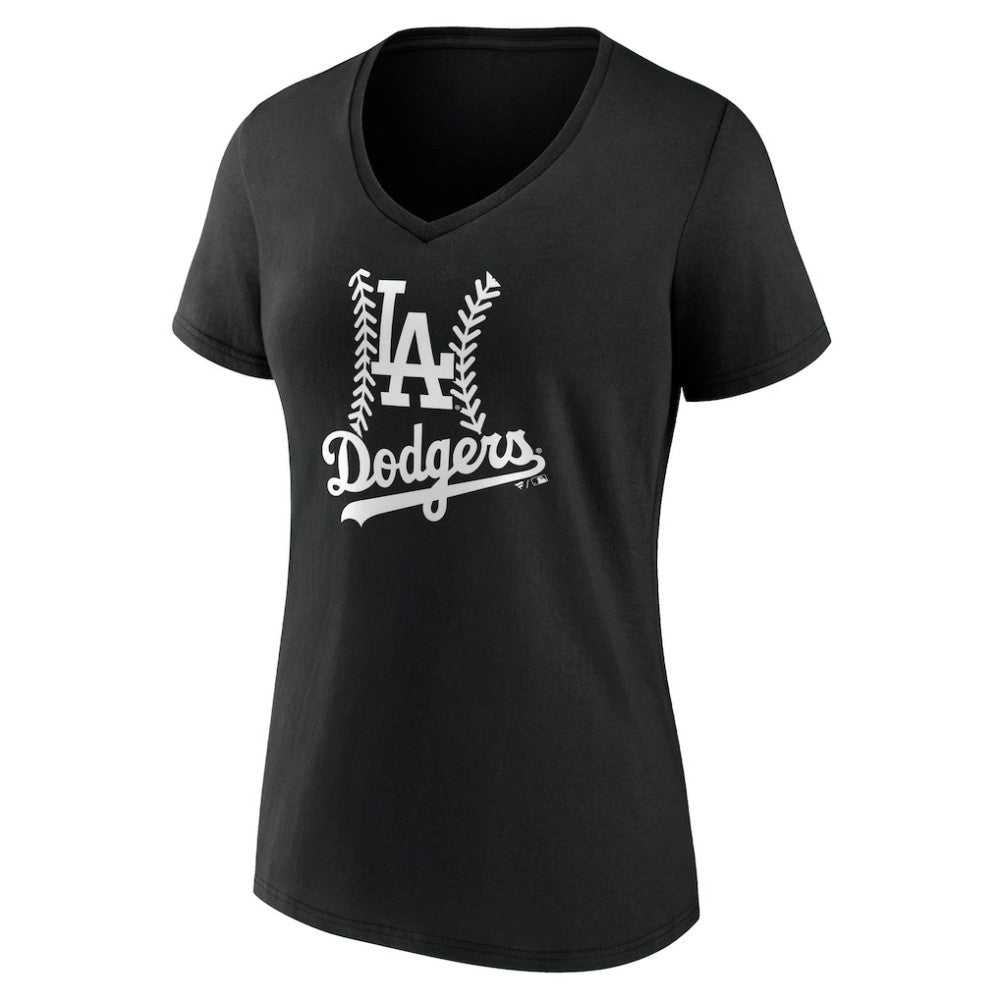 Los Angeles Dodgers Women's Fastball V-Neck T-Shirt - Black T-shirts